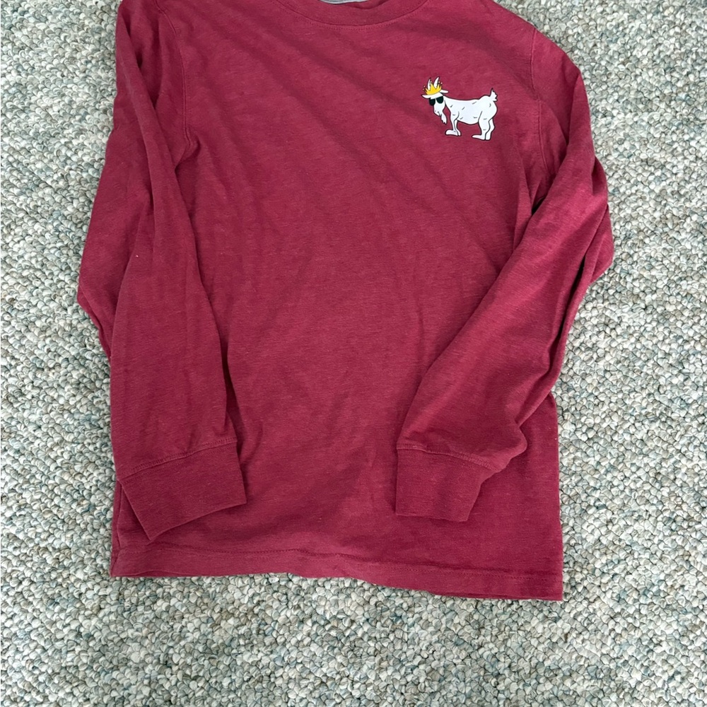 Red Youth Long Sleeve Shirt with GOAT logo